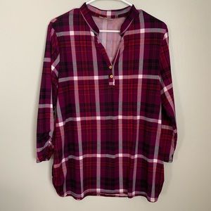Cupcake Cafe Purple Plaid Maternity Top